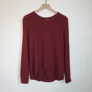 Madewell burgundy back zip up sweater L